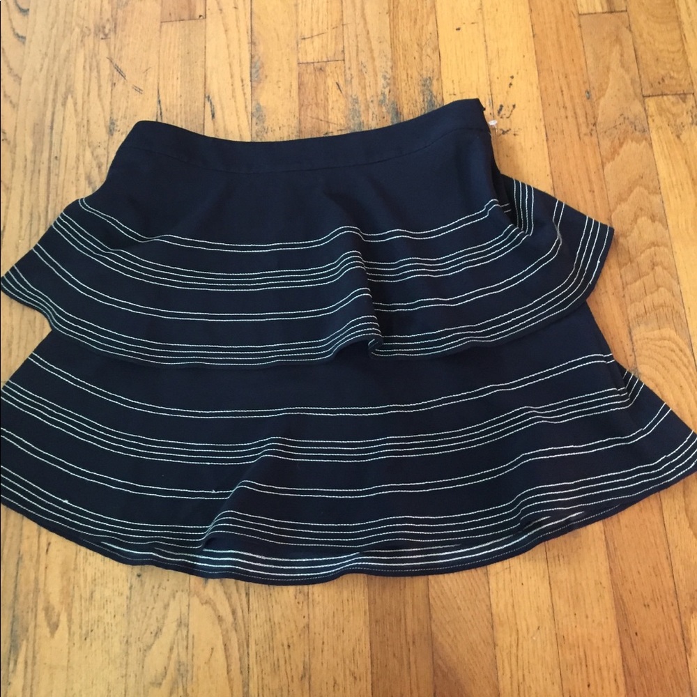 Banana republic navy & white stripe tiered skirt